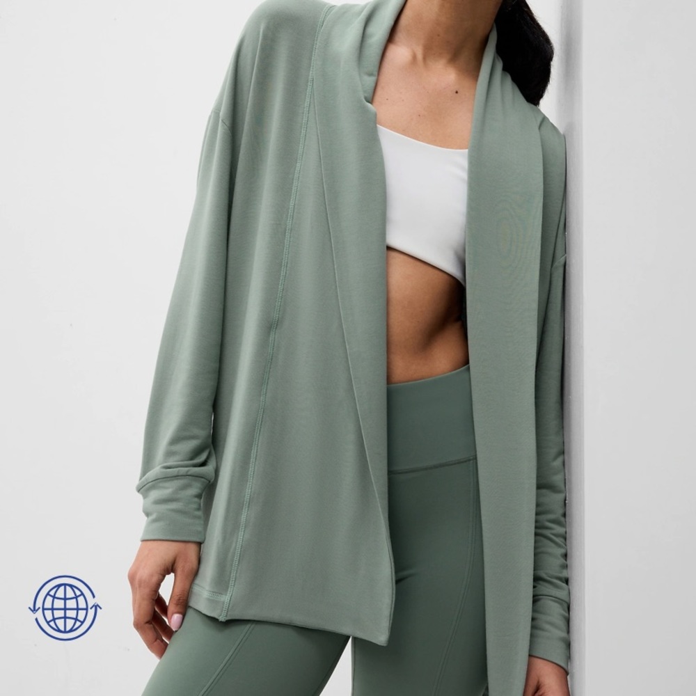 NWT sage green GapFit Modal Super Soft Open Cardigan